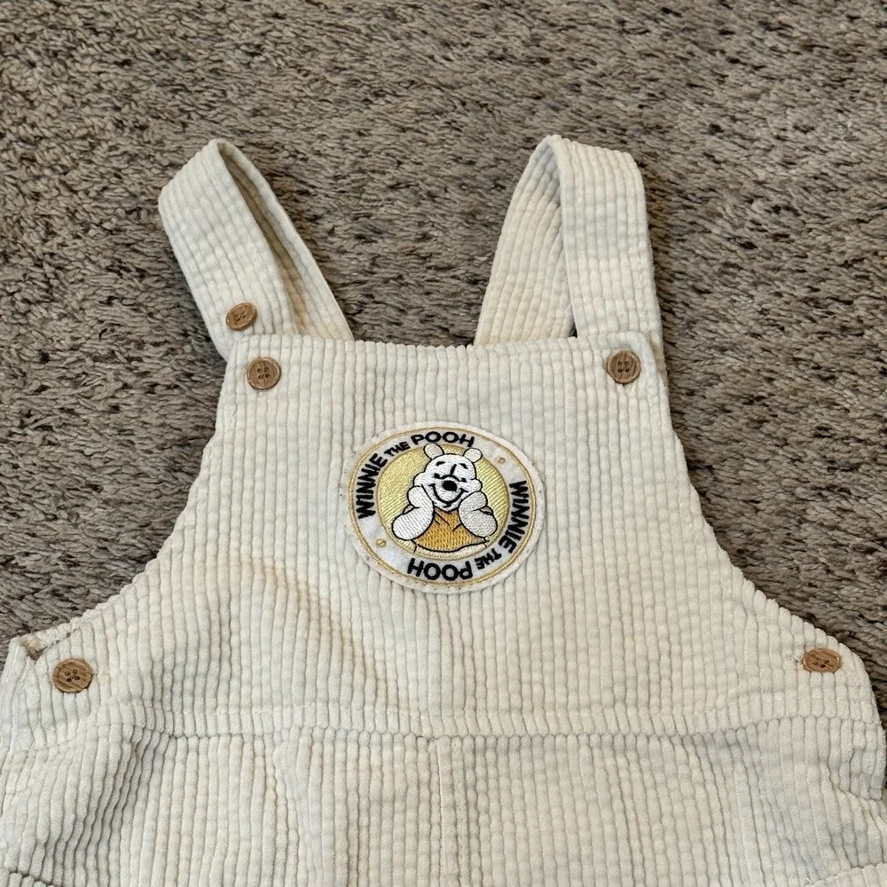 Disney Baby Winnie the Pooh Corduroy Overalls Cream 24M Toddler Dungarees